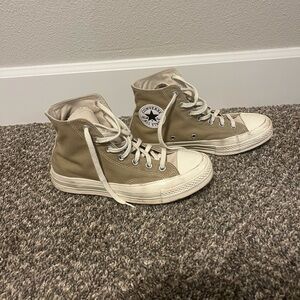 Custom made tan and white converse size women’s 8